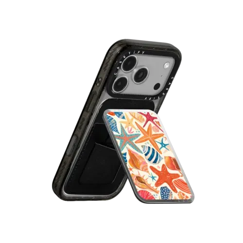 Sea Shells by Grace Andersson - Snappy Cardholder Stand - Snappy Mirror Cardholder Stand MagSafe Compatible