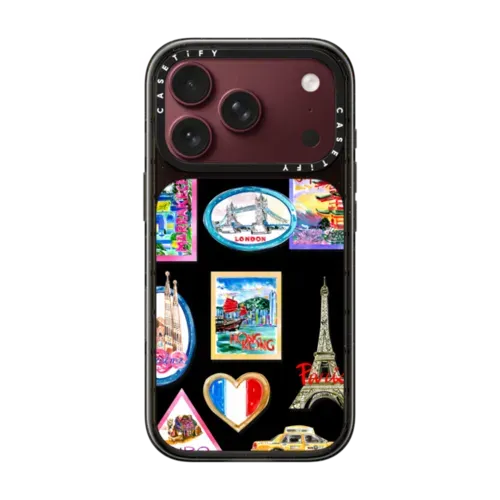 Vintage Luggage Stickers - iPhone 18 Pro - Impact Case MagSafe Compatible - Glossy