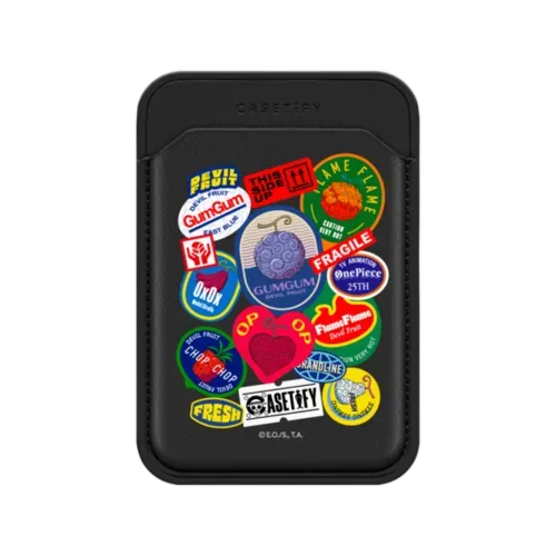 Devil Fruits Label Sticker Snappy Leather Wallet - Snappy MagSafe Wallet - Snappy BioVeg Wallet MagSafe Compatible