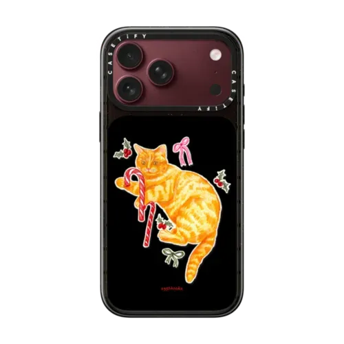 Candy Cane Cat - iPhone 18 Pro Max - Impact Case MagSafe Compatible - Glossy