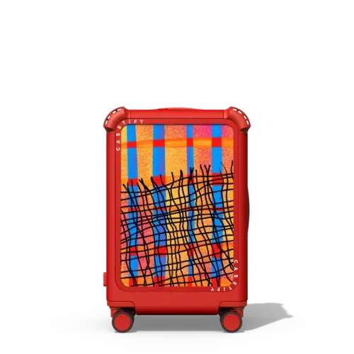 Blue Orange Strips - 21" Carry-On Suitcase - Bounce Suitcase