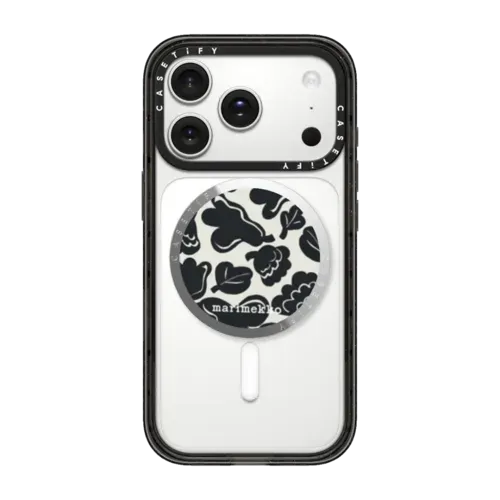 Marimekko Kukasta Kukkaan (Black & White) Snappy Grip Stand - Snappy Mirror Grip Stand MagSafe Compatible