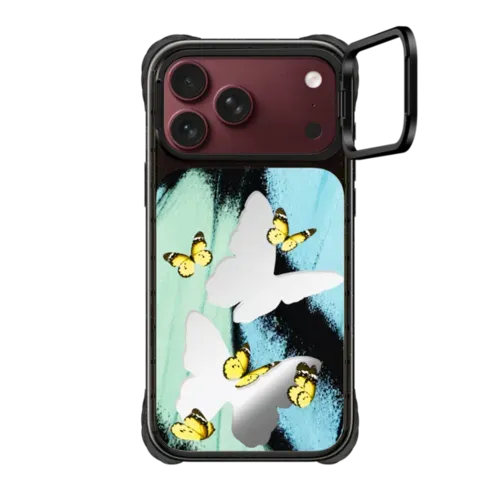 Trace Butterfly Case - iPhone 18 Pro Max - Ultra Impact Ring Stand Case - Mirror